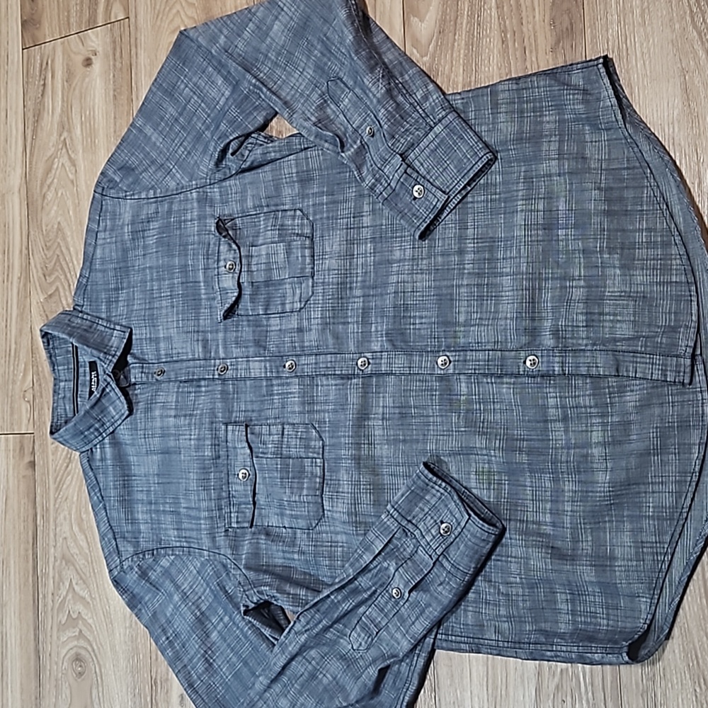 Alfani Regular Fit Long Sleeve Button Up Blue Shirt Men's Medium